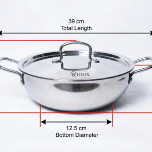 triply stainless steel kadai with lid & spoon 24 cm, 3l capacity | premium 1.85 kg extra heavy triply stainless steel kadai for cooking | even heat base, gas & induction | 5 years warranty